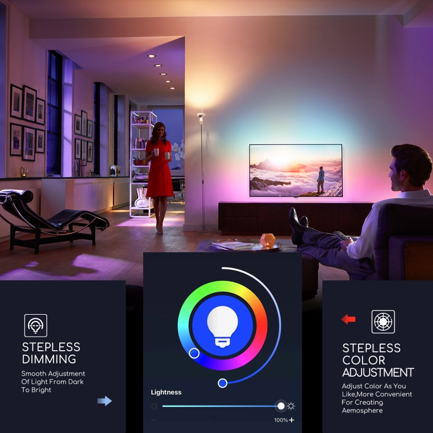 LED RGBW Prigušiva žarulja C37 E14/5W/230V 3000-6500K Wi-Fi - Aigostar