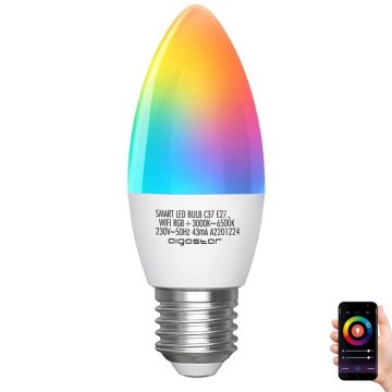 LED RGBW Prigušiva žarulja C37 E27/5W/230V 3000-6500K Wi-Fi - Aigostar