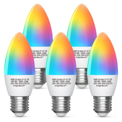 LED RGBW Prigušiva žarulja C37 E27/5W/230V 3000-6500K Wi-Fi - Aigostar