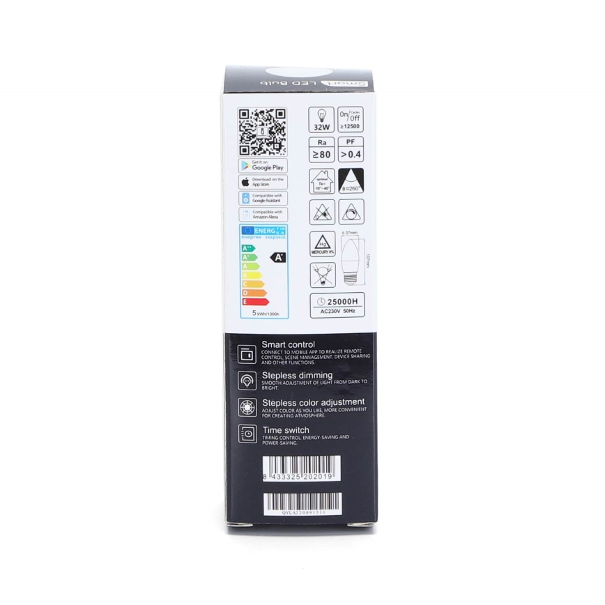 LED RGBW Prigušiva žarulja C37 E27/5W/230V 3000-6500K Wi-Fi - Aigostar