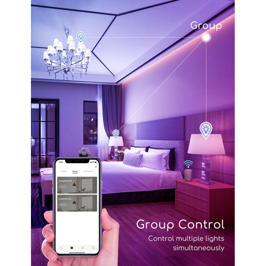 LED RGBW Prigušiva žarulja C37 E27/7W/230V 3000-6500K Wi-Fi - Aigostar