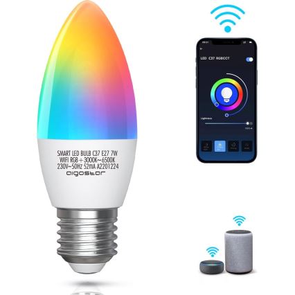 LED RGBW Prigušiva žarulja C37 E27/7W/230V 3000-6500K Wi-Fi - Aigostar