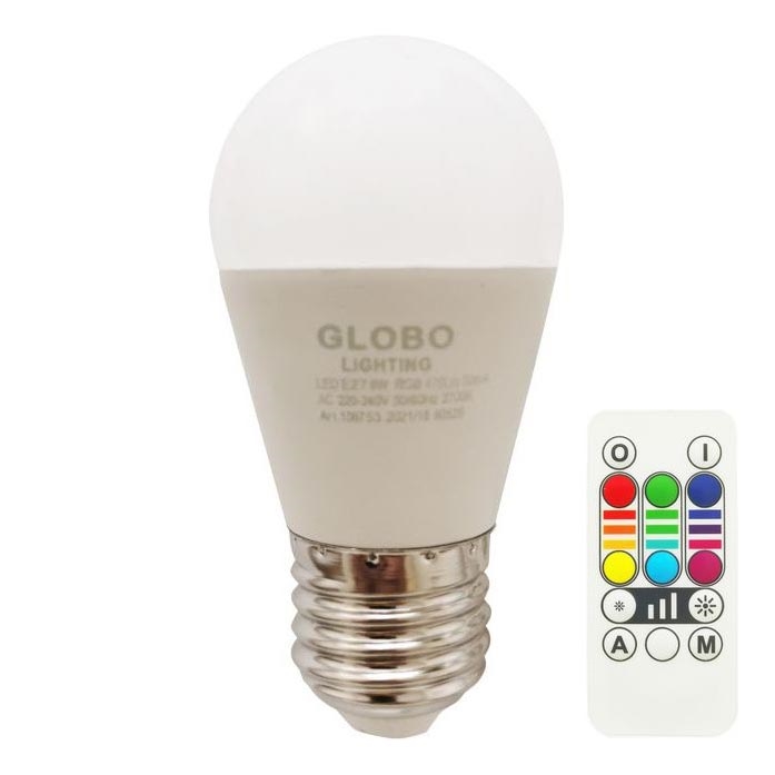 LED RGBW Prigušiva žarulja E27/6W/230V 3000K + daljinski upravljač - Globo