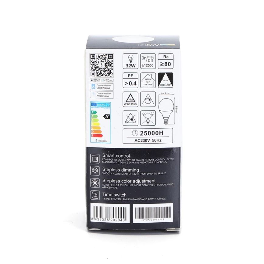 LED RGBW Prigušiva žarulja G45 E14/5W/230V 3000-6500K Wi-Fi - Aigostar
