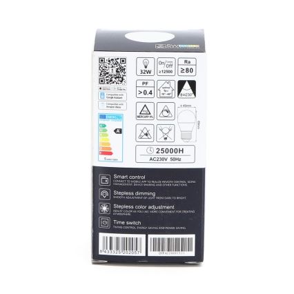LED RGBW Prigušiva žarulja G45 E27/5W/230V 3000-6500K Wi-Fi - Aigostar