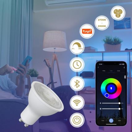 LED RGBW Prigušiva žarulja GU10/4,5W/230V 2700-6500K Wi-Fi Tuya