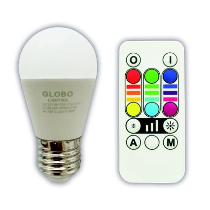 LED RGBW Prigušiva žarulja E27/6W/230V 3000K + daljinski upravljač - Globo