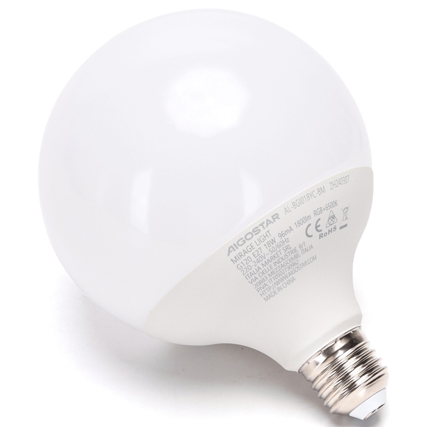 LED RGBW Prigušiva žarulja MESH G120 E27/18W/230V 6500K + daljinski upravljač - Aigostar