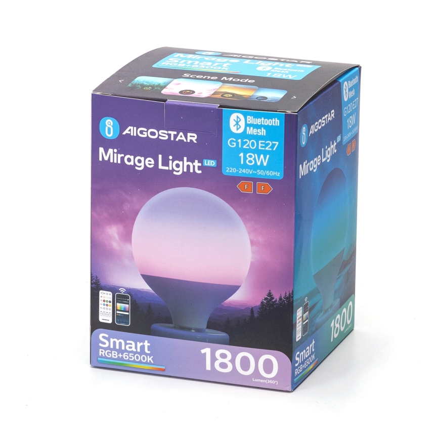 LED RGBW Prigušiva žarulja MESH G120 E27/18W/230V 6500K + daljinski upravljač - Aigostar