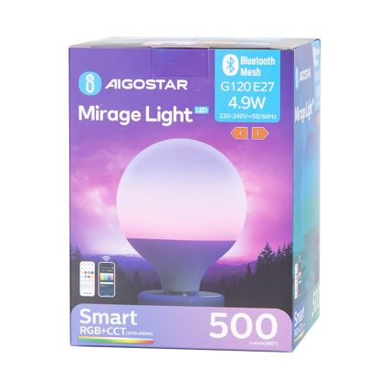 LED RGBW Prigušiva žarulja MESH G120 E27/4,9W/230V 2700-6500K + daljinski upravljač - Aigostar