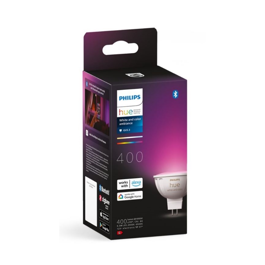 LED RGBW Prigušiva žarulja Philips Hue White And Color Ambiance GU5,3/MR16/6,3W/12V 2000-6500K