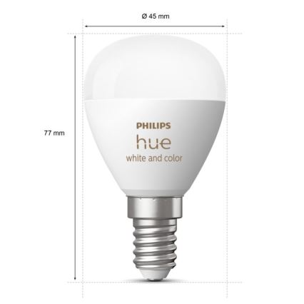 LED RGBW Prigušiva žarulja Philips Hue White And Color Ambiance P45 E14/5,1W/230V 2000-6500K