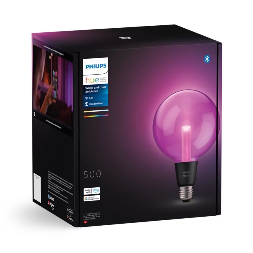 LED RGBW Prigušiva žarulja Philips Hue White And Color Ambiance G125 E27/6,8W/230V 2000-6500K