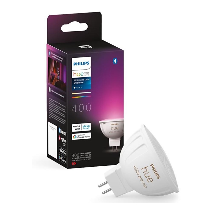 LED RGBW Prigušiva žarulja Philips Hue White And Color Ambiance GU5,3/MR16/6,3W/12V 2000-6500K