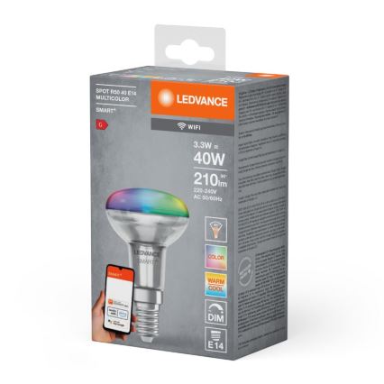 LED RGBW Prigušiva reflektorska žarulja SMART+ R50 E14/3,3W/230V 2700-6500K Wi-Fi - Ledvance