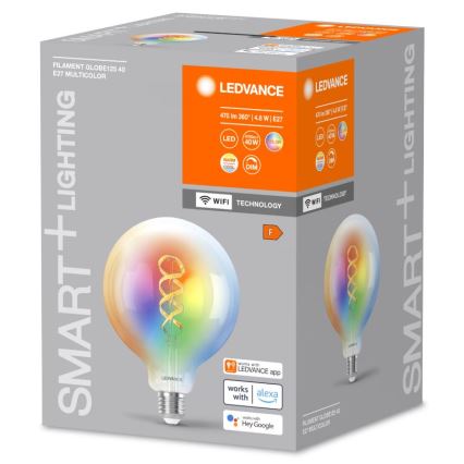 LED RGBW Prigušiva žarulja SMART+ FILAMENT E27/4,8W/230V 2700-6500K Wi-Fi - Ledvance