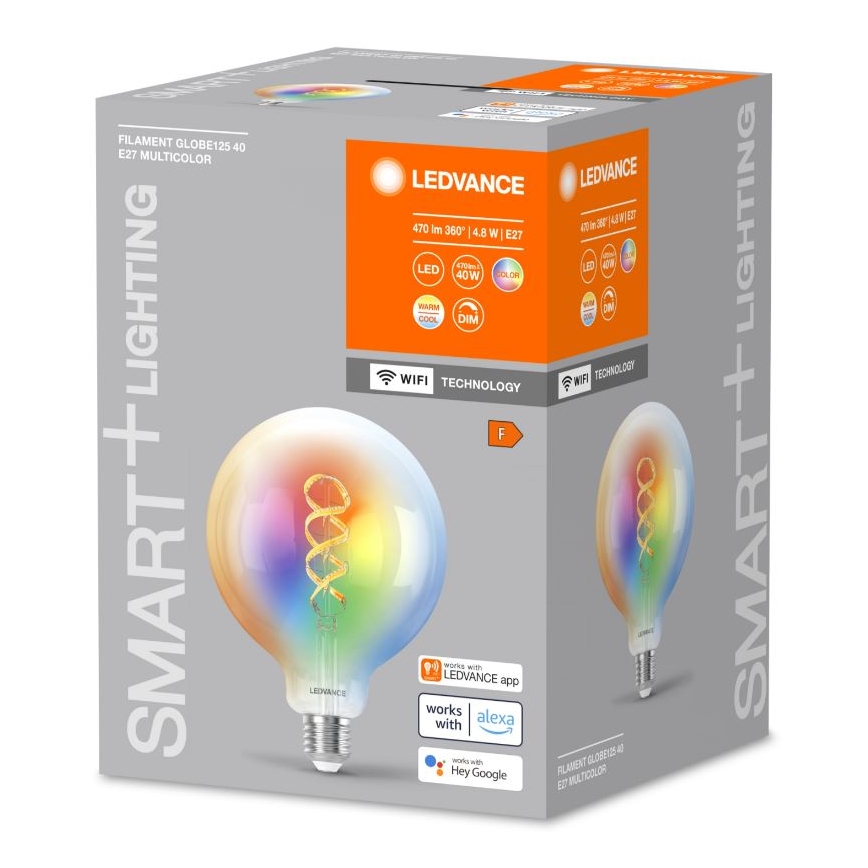 LED RGBW Prigušiva žarulja SMART+ FILAMENT E27/4,8W/230V 2700-6500K Wi-Fi - Ledvance