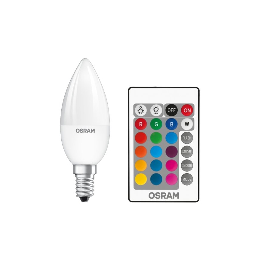 LED RGBW Prigušiva žarulja STAR E14/4,5W/230V 2700K + daljinski upravljač – Osram