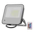 LED RGBW prigušivi reflektor LED/50W/230V IP65 siva + daljinski upravljač
