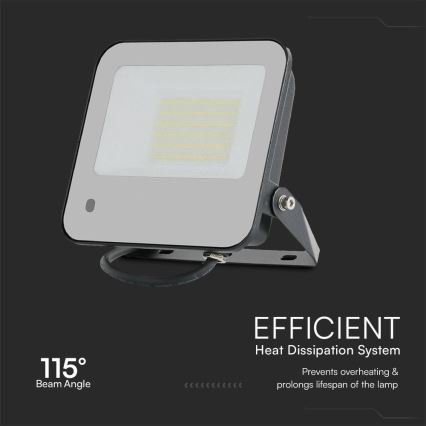 LED RGBW Prigušivi reflektor LED/50W/230V IP65 siva + daljinski upravljač