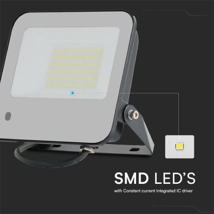 LED RGBW Prigušivi reflektor LED/50W/230V IP65 siva + daljinski upravljač