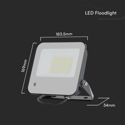 LED RGBW Prigušivi reflektor LED/50W/230V IP65 siva + daljinski upravljač