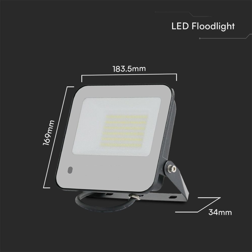 LED RGBW Prigušivi reflektor LED/50W/230V IP65 siva + daljinski upravljač