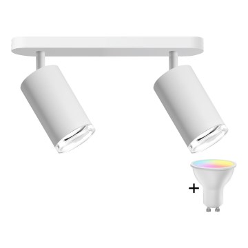 LED RGBW prigušivo kupaonsko spot svjetlo TURYN 2xGU10/6,5W/230V 2700-6500K Wi-Fi IP44 bijela