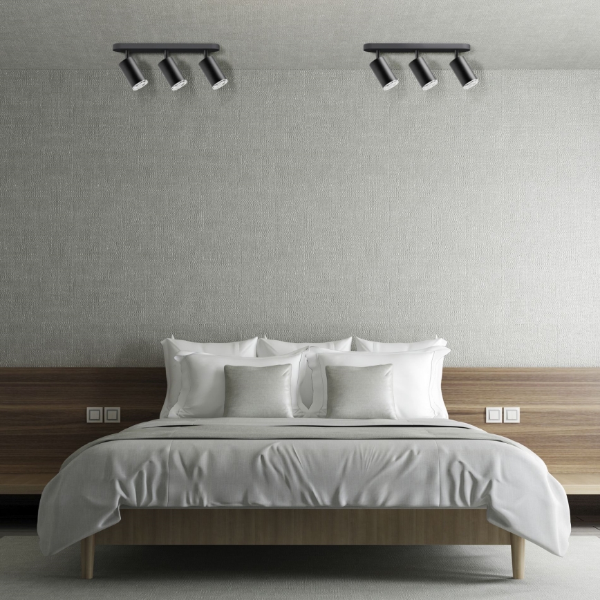 LED RGBW s mogućnošću prigušivanja, kupaonska ugradna spot svjetiljka TURYN 3xGU10/4,8W/230V 3000K IP44 crna + daljinski upravljač