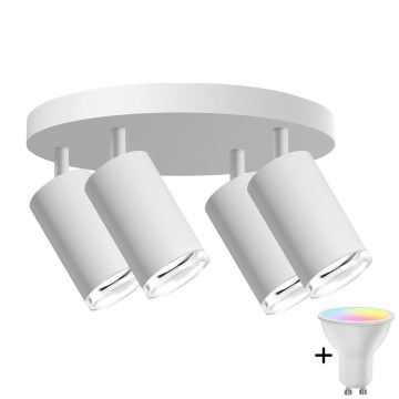 LED RGBW prigušivo kupaonsko spot svjetlo TURYN 4xGU10/4,8W/230V 3000K IP44 bijelo + daljinski upravljač