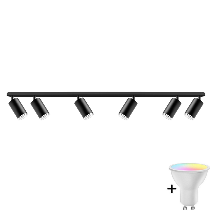 LED RGBW prigušivo kupaonsko spot svjetlo TURYN 6xGU10/6,5W/230V 2700-6500K Wi-Fi IP44 crna