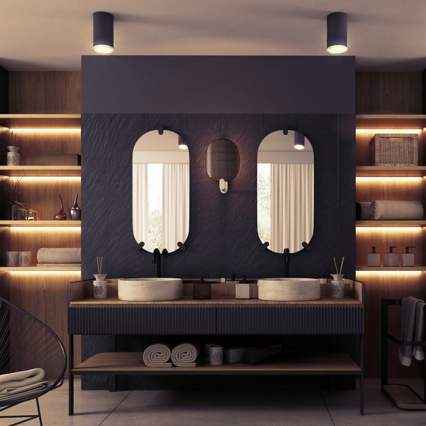 LED RGBW prigušiva kupaonska spot svjetiljka TURYN 1xGU10/4,8W/230V 3000K IP44 crna + daljinski upravljač