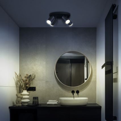 LED RGBW prigušivo kupaonsko spot svjetlo TURYN 4xGU10/4,8W/230V 3000K IP44 crno + daljinski upravljač