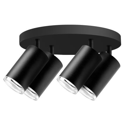 LED RGBW prigušivo kupaonsko spot svjetlo TURYN 4xGU10/4,8W/230V 3000K IP44 crno + daljinski upravljač