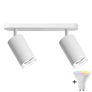 LED RGBW prigušivo kupaonsko ugradno svjetlo TURYN 2xGU10/6W/230V 3000K IP44 bijela + daljinski upravljač