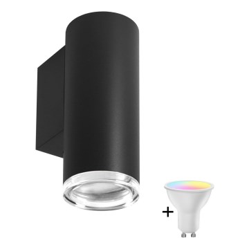 LED RGBW prigušivo kupaonsko zidno svjetlo TURYN 1xGU10/6,5W/230V 2700-6500K Wi-Fi IP44 crno