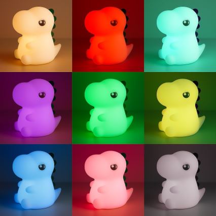 LED RGBW punjiva dodirna dječja noćna svjetiljka DINO s mogućnošću prigušivanja LED/1W/5V 1200 mAh