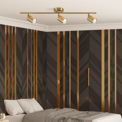 LED RGBW ugradna spot svjetiljka GOLDIE s mogućnošću prigušivanja 3xGU10/4,8W/230V 3000K zlatna + daljinski upravljač