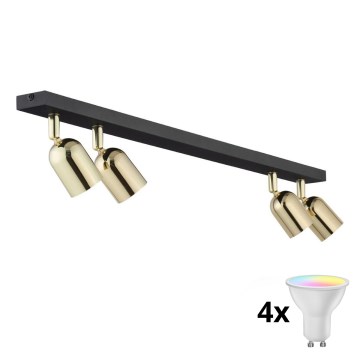 LED RGBW prigušivo spot svjetlo TOP 4xGU10/6,5W/230V 2700-6500K crna/zlatna
