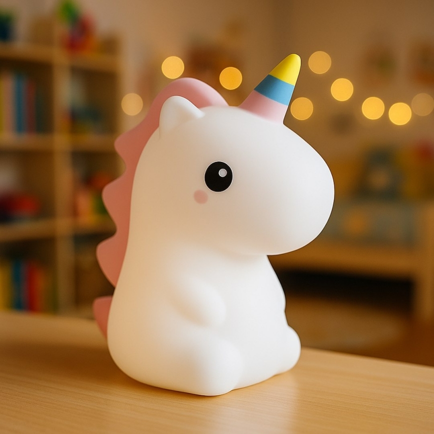 UNICORN RGBW punjiva LED dječja noćna svjetiljka s podesivom svjetlinom i upravljanjem dodirom LED/1W/5V 1200 mAh