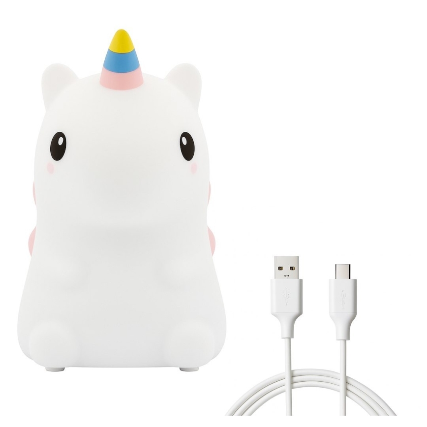 UNICORN RGBW punjiva LED dječja noćna svjetiljka s podesivom svjetlinom i upravljanjem dodirom LED/1W/5V 1200 mAh