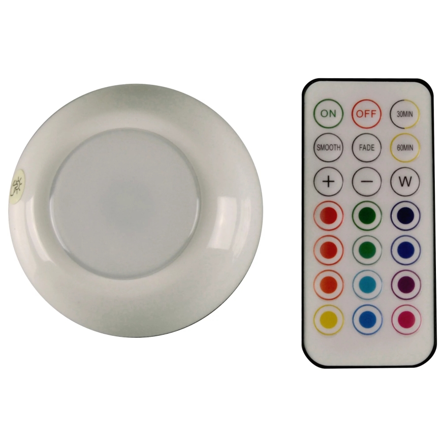 LED RGBW Prigušiva rasvjeta za namještaj LED/0,5W/4,5V 3xAAA bijela + daljinski upravljač