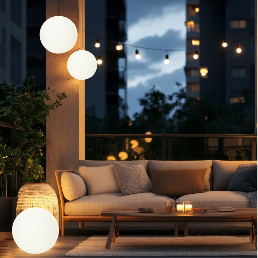 Solarna LED RGBW svjetiljka GARDEN BALL s prigušivanjem LED/5W/3,7V 3000K IP54 2200 mAh, promjer 30 cm + daljinski upravljač