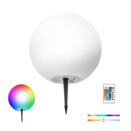 Solarna LED RGBW svjetiljka GARDEN BALL s prigušivanjem LED/5W/3,7V 3000K IP54 2200 mAh, promjer 30 cm + daljinski upravljač