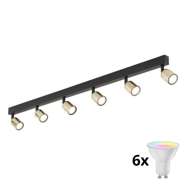 LED RGBW spot svjetiljka s mogućnošću prigušivanja TOP 6xGU10/6,5W/230V 2700-6500K crna/zlatna