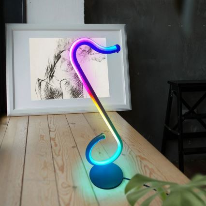 LED RGBW Podesiva stolna lampa NUTKA LED/15W/5V crna + daljinski upravljač