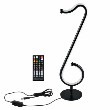LED RGBW Podesiva stolna lampa NUTKA LED/15W/5V crna + daljinski upravljač