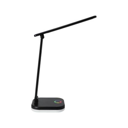 LED RGBW stolna lampa s mogućnošću prigušivanja i bežičnim punjenjem LED/7W/5V USB crna