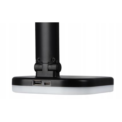 LED RGBW stolna lampa s mogućnošću prigušivanja i bežičnim punjenjem LED/7W/5V USB crna