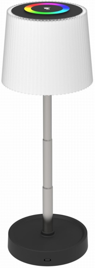 LED RGBW stolna lampa s prigušivanjem, upravljanje dodirom, za vanjsku upotrebu, punjiva, LED/2W/5V, IP44, 1200 mAh, siva